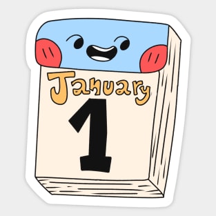 Cute New Year Calendar Sticker